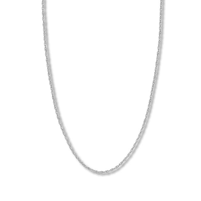 Hollow Double Rope Chain 14K White Gold 20"