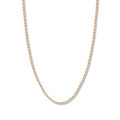 24" Textured Solid Rope Chain 14K Gold