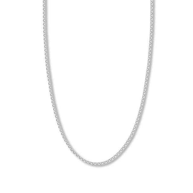 18" Hollow Rolo Chain Necklace 14K White Gold Appx. 2.5mm