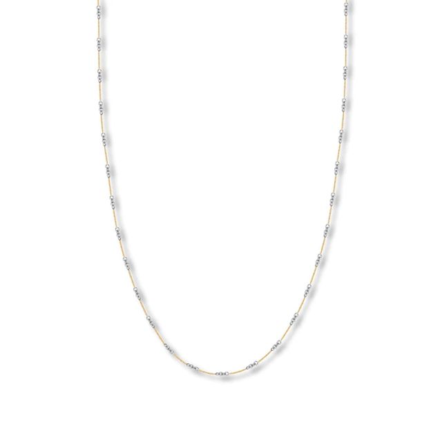 18" Solid Cable Chain Necklace 14K Two-Tone Gold Appx. 1mm