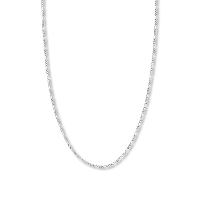 24" Solid Figaro Link Chain 14K White Gold Appx. 2.36mm