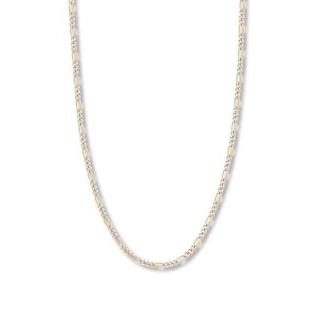 24" Solid Figaro Chain Necklace 14K Two-Tone Gold Appx. 3.2mm