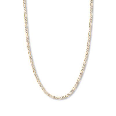 24" Solid Figaro Chain Necklace 14K Two-Tone Gold Appx. 3.9mm