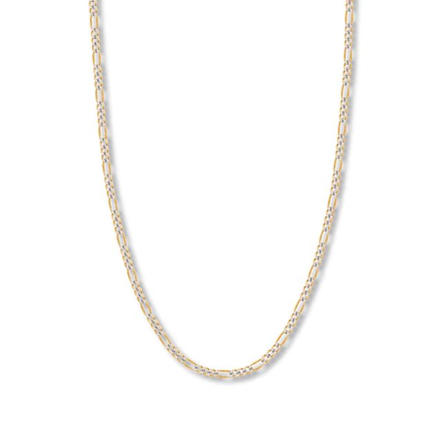 30" Solid Figaro Chain Necklace 14K Two-Tone Gold 3.9mm