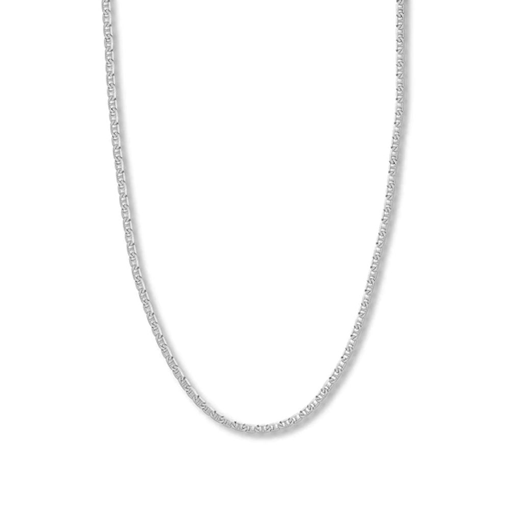 30" Solid Mariner Link Chain 14K White Gold Appx. 3.7mm