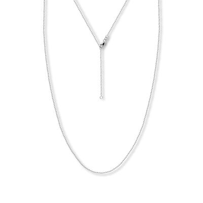 16" Adjustable Rope Chain Solid 14K White Gold Appx. 1.2mm