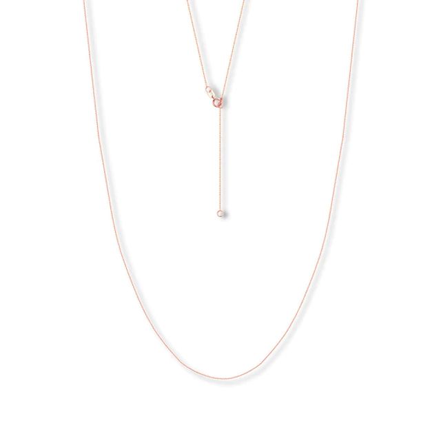 16" Adjustable Cable Chain Solid 14K Rose Gold Appx. .7mm