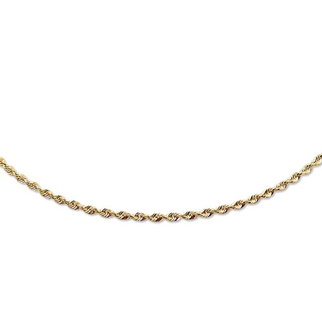 Solid Rope Chain Necklace 14K Yellow Gold 24"