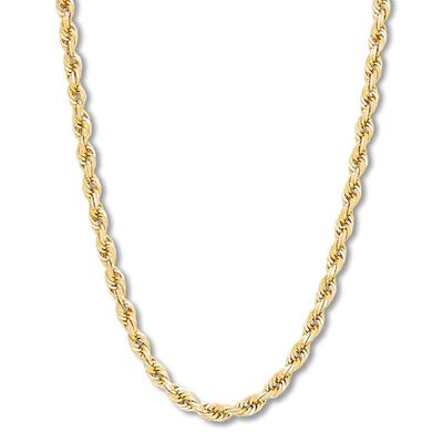 Solid Rope Chain Necklace 14K Yellow Gold 26