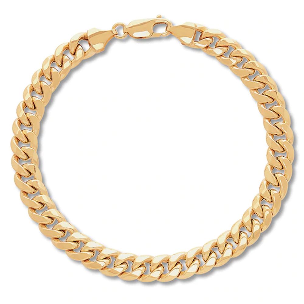 Hollow Cuban Curb Chain Bracelet 14K Yellow Gold 8.5"