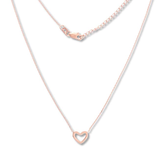 Heart Necklace 14K Rose Gold 16" to 18" Adjustable