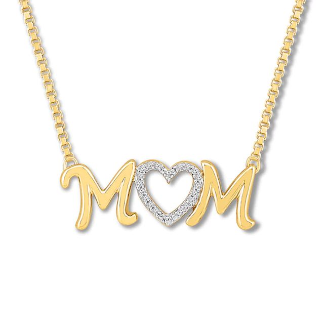 Mom Diamond Necklace 1/20 ct tw Round-cut 10K Yellow Gold 18"