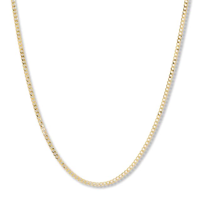 24 Solid Curb Chain Necklace 14K Yellow Gold Appx. 2.7mm