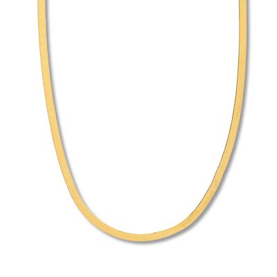 18 Solid Herringbone Chain Necklace 14K Yellow Gold Appx. 5.25mm