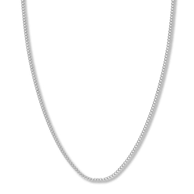18" Solid Curb Chain Necklace 14K White Gold Appx. 2.7mm