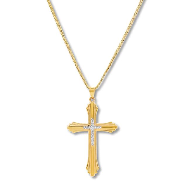 Cross Necklace 10K Yellow Gold 22"