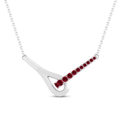 Love + Be Loved Lab-Created Ruby Necklace Sterling Silver 18"