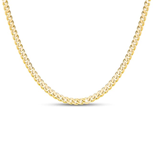 Cuban Curb Chain Necklace Solid 14K Yellow Gold 24"