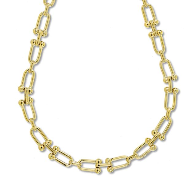 Hollow Link Necklace 10K Yellow Gold 16"