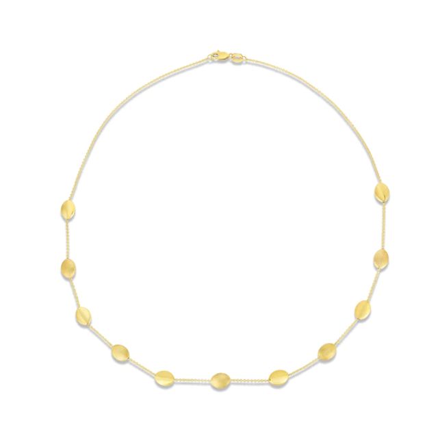 Polished Satin Pebble Necklace 14K Yellow Gold 17"