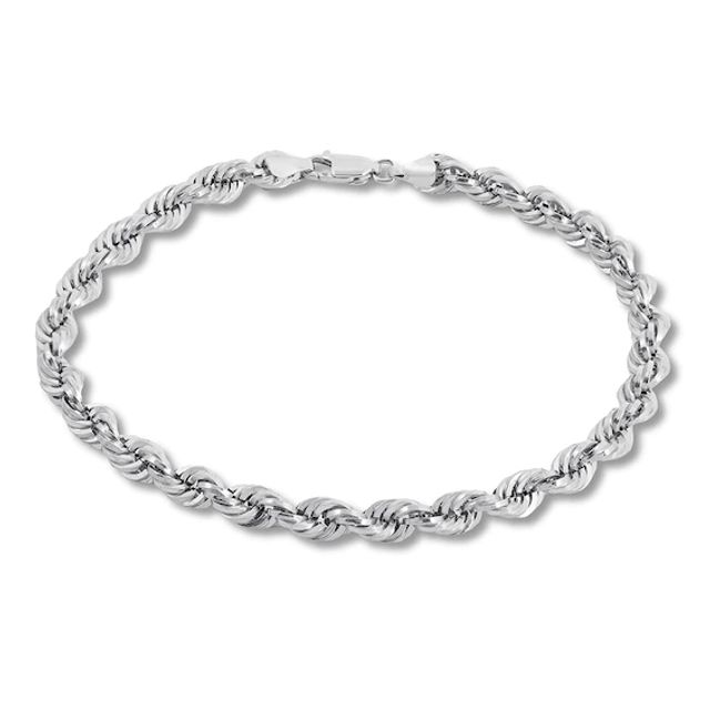 Rope Chain Bracelet 14K White Gold 8.5" Length
