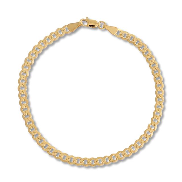 Solid Curb Chain Bracelet 14K Yellow Gold 8"
