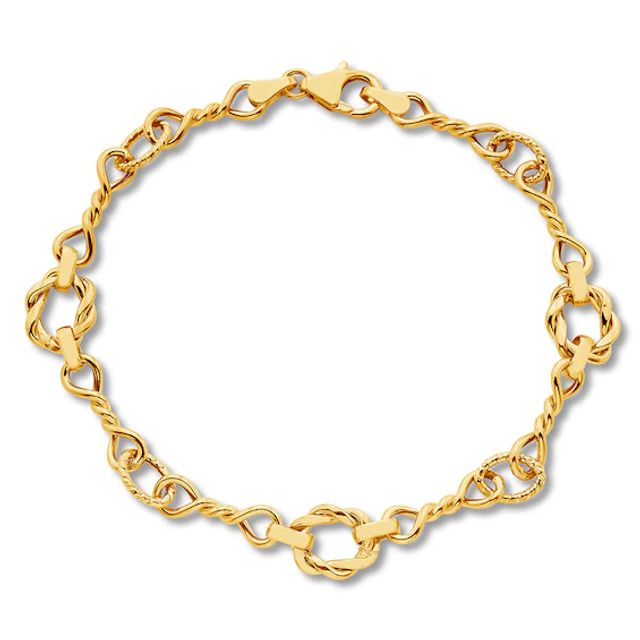 Kay Twisted Link Chain Bracelet 10K Yellow Gold 7.75" Length
