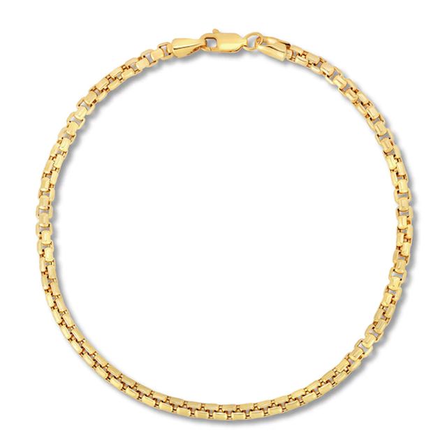 Hollow Box Chain Bracelet 10K Yellow Gold 9"