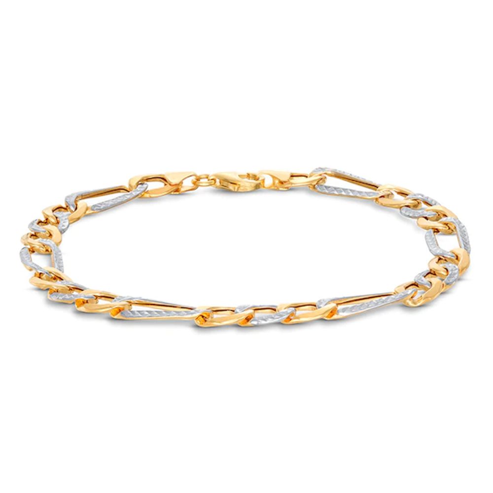 Semi-Solid Figaro Chain Bracelet 10K Two-Tone Gold 8.5"