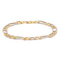 Semi-Solid Figaro Chain Bracelet 10K Two-Tone Gold 8.5"