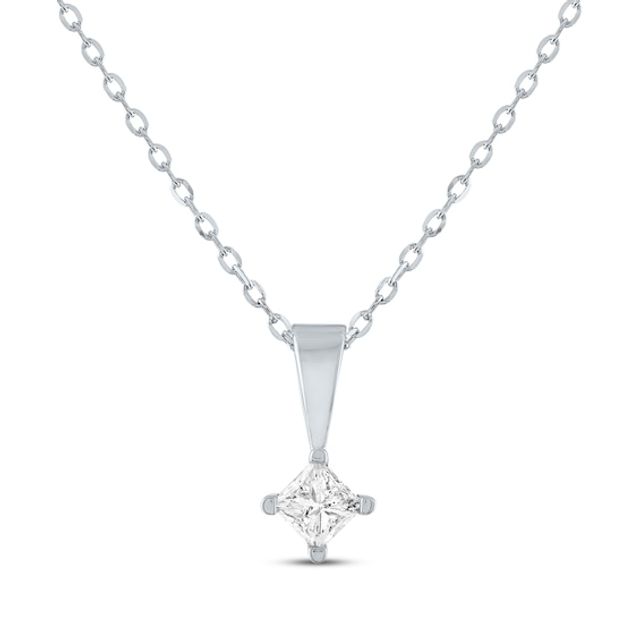 Princess-Cut Diamond Solitaire Necklace 1/4 ct tw 14K White Gold 18" (I/I2)