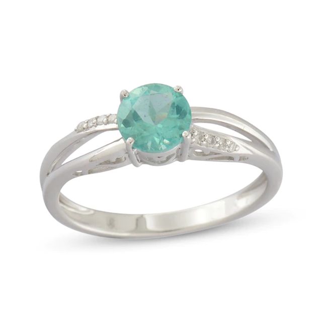 Kay Round-Cut Coastal Blue Apatite & Diamond Accent Ring Sterling Silver