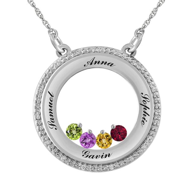 Birthstone Family & Mother's Circle Necklace (- Stones and Lines