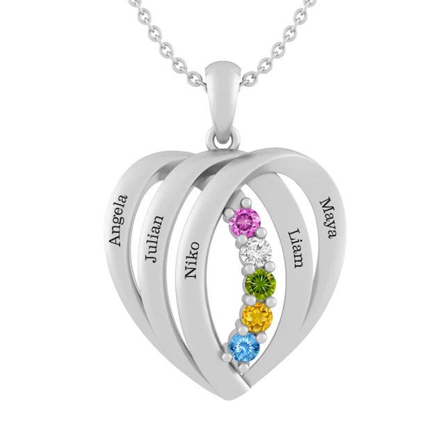 kay color stone family heart necklace