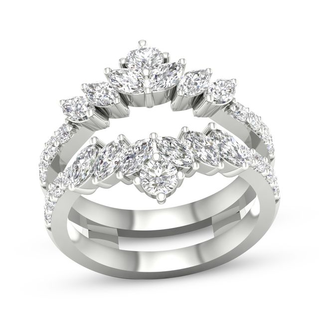 Marquise & Round-Cut Diamond Enhancer Ring 1-1/2 ct tw 14K White Gold