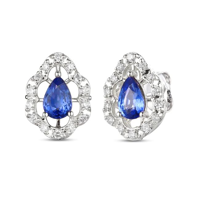 Le Vian Sapphire Earrings 1/4 ct tw Diamonds 14K Vanilla Gold