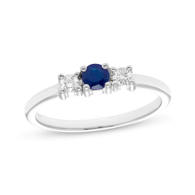 Kay Blue Sapphire & Diamond Three-Stone Ring 1/8 ct tw 10K White Gold