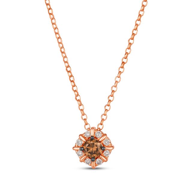 Le Vian Chocolate Diamond Necklace 1/2 ct tw 14K Strawberry Gold 19”