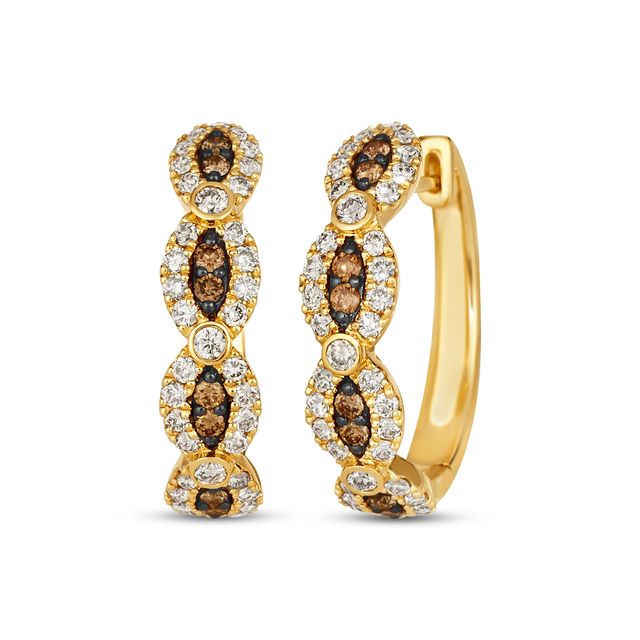 Le Vian Chocolate Waterfall Round-Cut Diamond Hoop Earrings 7/8 ct tw 14K Honey Gold