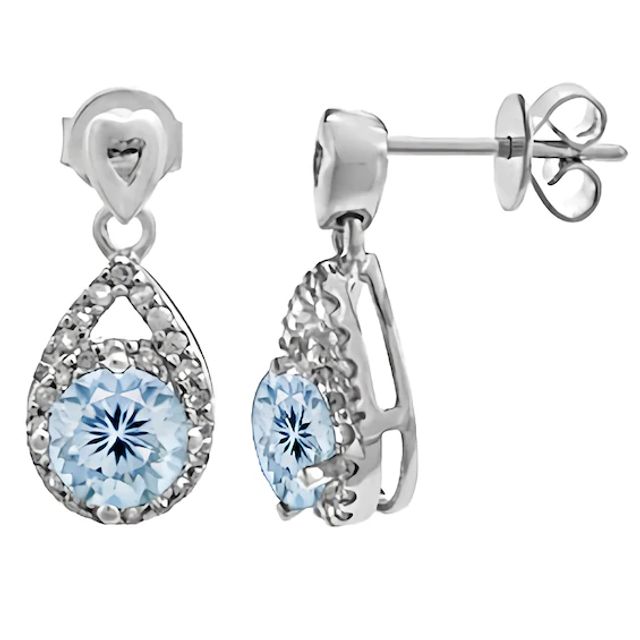 Round Birthstone Drop Earrings (1 Stone)