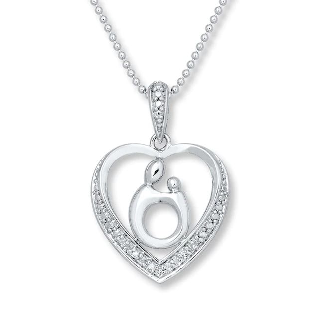 Mother & Child Necklace 1/15 ct tw Diamonds Sterling Silver