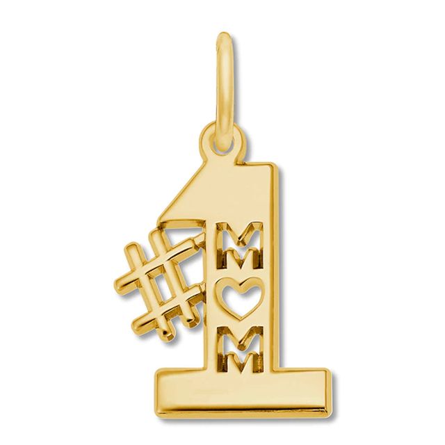 #1 Mom Charm 14K Yellow Gold