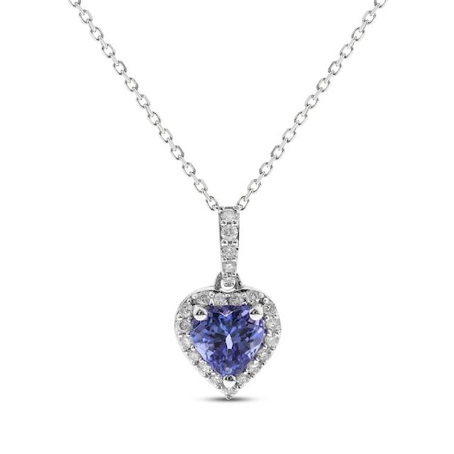 Heart-Shaped Tanzanite & Round-Cut Diamond Necklace 1/6 ct tw Sterling Silver 18”