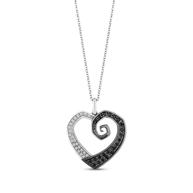 Kay Disney Treasures The Nightmare Before Christmas Black & White Diamond Necklace 1/3 ct tw Sterling Silver 17"