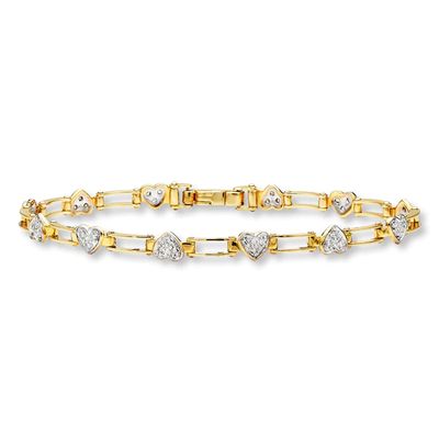 Previously Owned Diamond Heart Bracelet 1/4 ct tw Round-cut 10K Yellow Gold
