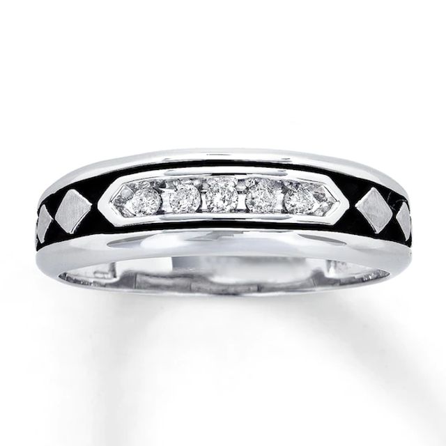 Previously Owned Men's Diamond Ring 1/6 ct tw Round-Cut 10K White Gold