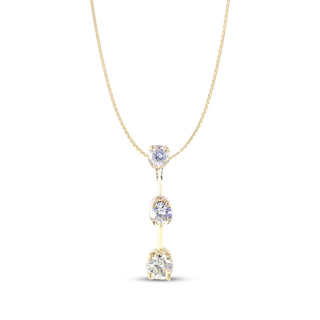 Lab-Created Diamonds by KAY Graduated Three-Stone Necklace 3/4 ct tw 14K  White Gold 18