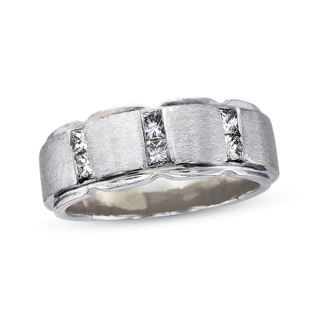 Previously Owned Men's Wedding Band 5/8 ct tw Square-cut Diamonds 14K White Gold - Size 13.25