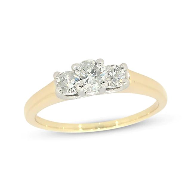 Previously Owned Three-Stone Diamond Engagement Ring 1/2 ct tw Round-cut 14K Yellow Gold