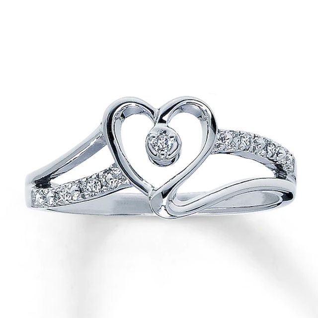 Previously Owned Diamond Accent Heart Ring Round-cut 10k White Gold
